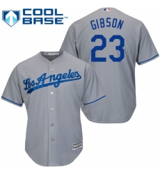 Men's Majestic Los Angeles Dodgers #23 Kirk Gibson Replica Grey Road Cool Base MLB Jersey