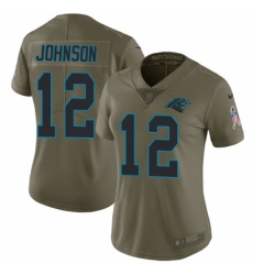 Women's Nike Carolina Panthers #12 Charles Johnson Limited Olive 2017 Salute to Service NFL Jersey