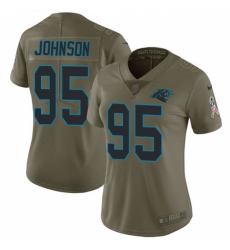 Women's Nike Carolina Panthers #95 Charles Johnson Limited Olive 2017 Salute to Service NFL Jersey