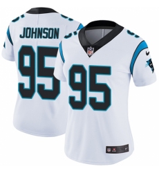 Women's Nike Carolina Panthers #95 Charles Johnson White Vapor Untouchable Limited Player NFL Jersey