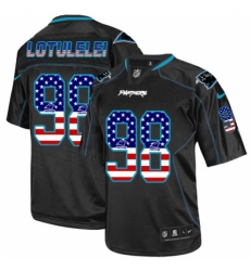 Men's Nike Carolina Panthers #98 Star Lotulelei Elite Black USA Flag Fashion NFL Jersey