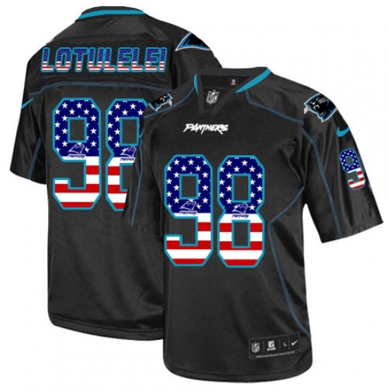 Men's Nike Carolina Panthers #98 Star Lotulelei Elite Black USA Flag Fashion NFL Jersey Men's Nike Carolina Panthers #98 Star Lotulelei Elite Black USA Flag Fashion NFL Jersey