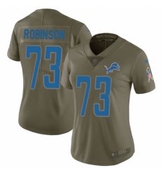 Women's Nike Detroit Lions #73 Greg Robinson Limited Olive 2017 Salute to Service NFL Jersey