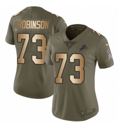 Women's Nike Detroit Lions #73 Greg Robinson Limited Olive/Gold Salute to Service NFL Jersey