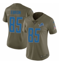 Women's Nike Detroit Lions #85 Eric Ebron Limited Olive 2017 Salute to Service NFL Jersey