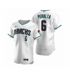 Men's Arizona Diamondbacks #6 David Peralta Nike White Teal Authentic 2020 Alternate Jersey