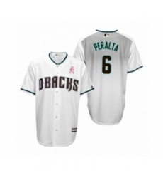 Men's David Peralta Arizona Diamondbacks #6 White Teal 2019 Mothers Day Cool Base Jersey