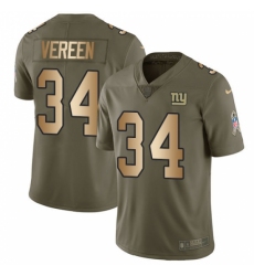 Men's Nike New York Giants #34 Shane Vereen Limited Olive/Gold 2017 Salute to Service NFL Jersey