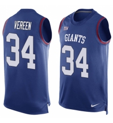 Men's Nike New York Giants #34 Shane Vereen Limited Royal Blue Player Name & Number Tank Top NFL Jersey