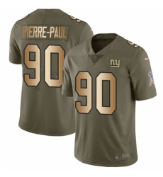 Youth Nike New York Giants #90 Jason Pierre-Paul Limited Olive/Gold 2017 Salute to Service NFL Jersey