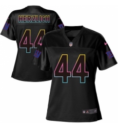 Women's Nike New York Giants #44 Mark Herzlich Game Black Fashion NFL Jersey