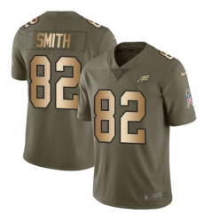 Youth Nike Philadelphia Eagles #82 Torrey Smith Limited Olive/Gold 2017 Salute to Service NFL Jersey