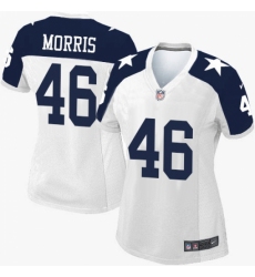Women's Nike Dallas Cowboys #46 Alfred Morris Limited White Throwback Alternate NFL Jersey