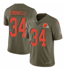 Men's Nike Cleveland Browns #34 Isaiah Crowell Limited Olive 2017 Salute to Service NFL Jersey
