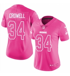 Women's Nike Cleveland Browns #34 Isaiah Crowell Limited Pink Rush Fashion NFL Jersey