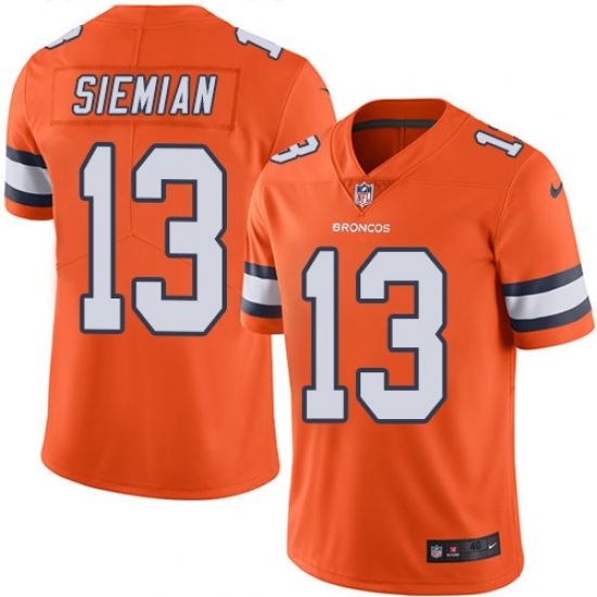 Men's Nike Denver Broncos #13 Trevor Siemian Elite Orange Rush Vapor Untouchable NFL Jersey Men's Nike Denver Broncos #13 Trevor Siemian Elite Orange Rush Vapor Untouchable NFL Jersey