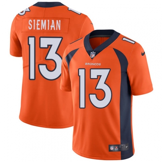Men's Nike Denver Broncos #13 Trevor Siemian Orange Team Color Vapor Untouchable Limited Player NFL Jersey Men's Nike Denver Broncos #13 Trevor Siemian Orange Team Color Vapor Untouchable Limited Player NFL Jersey