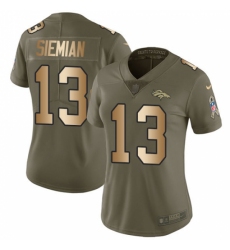 Women's Nike Denver Broncos #13 Trevor Siemian Limited Olive/Gold 2017 Salute to Service NFL Jersey