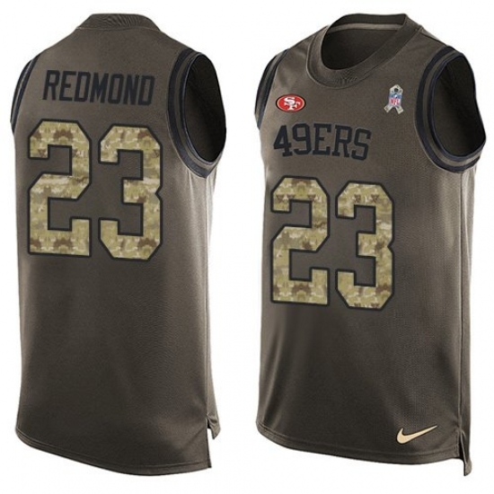Men's Nike San Francisco 49ers #23 Will Redmond Limited Green Salute to Service Tank Top NFL Jersey Men's Nike San Francisco 49ers #23 Will Redmond Limited Green Salute to Service Tank Top NFL Jersey