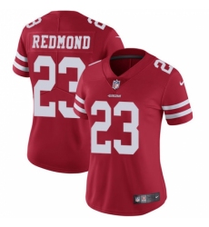 Women's Nike San Francisco 49ers #23 Will Redmond Red Team Color Vapor Untouchable Limited Player NFL Jersey