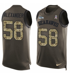 Men's Nike Seattle Seahawks #58 D.J. Alexander Limited Green Salute to Service Tank Top NFL Jersey