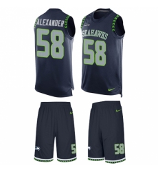 Men's Nike Seattle Seahawks #58 D.J. Alexander Limited Steel Blue Tank Top Suit NFL Jersey