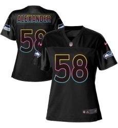 Women's Nike Seattle Seahawks #58 D.J. Alexander Game Black Fashion NFL Jersey