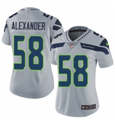 Women's Nike Seattle Seahawks #58 D.J. Alexander Grey Alternate Vapor Untouchable Limited Player NFL Jersey