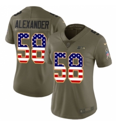 Women's Nike Seattle Seahawks #58 D.J. Alexander Limited Olive/USA Flag 2017 Salute to Service NFL Jersey