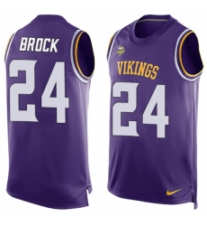 Men's Nike Minnesota Vikings #24 Tramaine Brock Limited Purple Player Name & Number Tank Top NFL Jersey