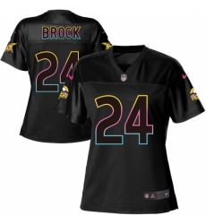 Women's Nike Minnesota Vikings #24 Tramaine Brock Game Black Fashion NFL Jersey
