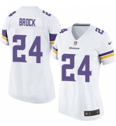 Women's Nike Minnesota Vikings #24 Tramaine Brock Game White NFL Jersey