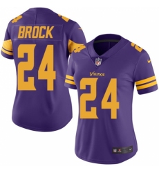 Women's Nike Minnesota Vikings #24 Tramaine Brock Limited Purple Rush Vapor Untouchable NFL Jersey