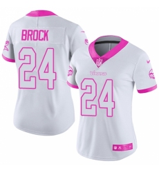 Women's Nike Minnesota Vikings #24 Tramaine Brock Limited White/Pink Rush Fashion NFL Jersey