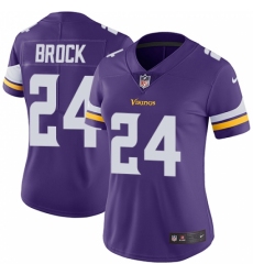 Women's Nike Minnesota Vikings #24 Tramaine Brock Purple Team Color Vapor Untouchable Limited Player NFL Jersey