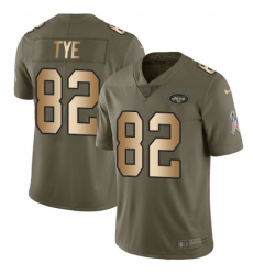 Men's Nike New York Jets #82 Will Tye Limited Olive/Gold 2017 Salute to Service NFL Jersey
