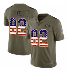 Men's Nike New York Jets #82 Will Tye Limited Olive/USA Flag 2017 Salute to Service NFL Jersey