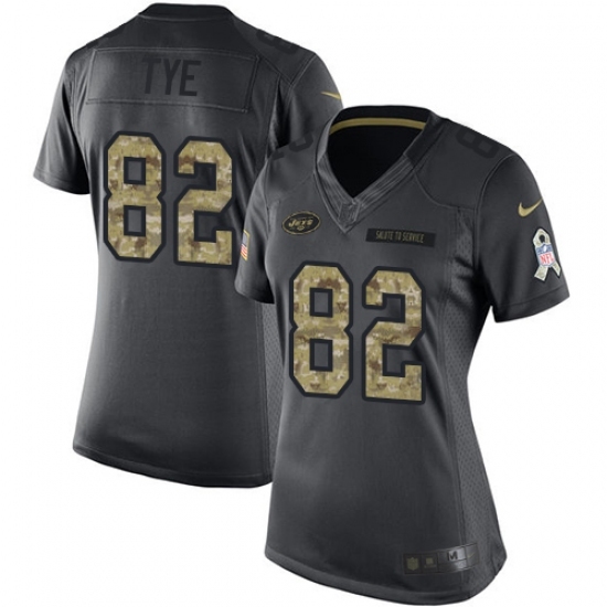 Women's Nike New York Jets #82 Will Tye Limited Black 2016 Salute to Service NFL Jersey Women's Nike New York Jets #82 Will Tye Limited Black 2016 Salute to Service NFL Jersey