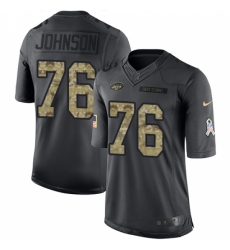Men's Nike New York Jets #76 Wesley Johnson Limited Black 2016 Salute to Service NFL Jersey