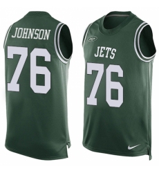 Men's Nike New York Jets #76 Wesley Johnson Limited Green Player Name & Number Tank Top NFL Jersey