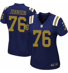 Women's Nike New York Jets #76 Wesley Johnson Limited Navy Blue Alternate NFL Jersey