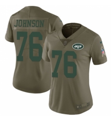Women's Nike New York Jets #76 Wesley Johnson Limited Olive 2017 Salute to Service NFL Jersey