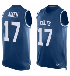Men's Nike Indianapolis Colts #17 Kamar Aiken Limited Royal Blue Player Name & Number Tank Top NFL Jersey
