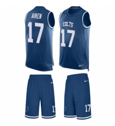 Men's Nike Indianapolis Colts #17 Kamar Aiken Limited Royal Blue Tank Top Suit NFL Jersey