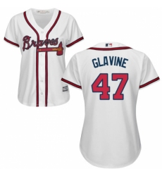 Women's Majestic Atlanta Braves #47 Tom Glavine Replica White Home Cool Base MLB Jersey