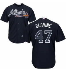 Youth Majestic Atlanta Braves #47 Tom Glavine Replica Blue Alternate Road Cool Base MLB Jersey