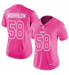 Women's Nike Detroit Lions #58 Paul Worrilow Limited Pink Rush Fashion NFL Jersey