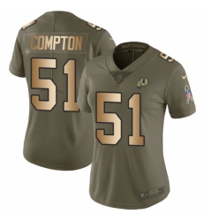 Women's Nike Washington Redskins #51 Will Compton Limited Olive/Gold 2017 Salute to Service NFL Jersey