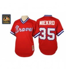 Men's Mitchell and Ness 1980 Atlanta Braves #35 Phil Niekro Replica Red Throwback MLB Jersey