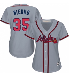 Women's Majestic Atlanta Braves #35 Phil Niekro Replica Grey Road Cool Base MLB Jersey